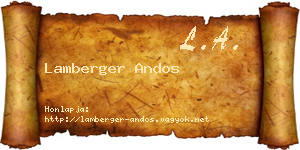 Lamberger Andos névjegykártya